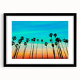 Abstract art print of Santa Barbara landscape in vibrant colors on a textured, extra large canvas, framed in black.