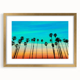 Extra large abstract art print of Santa Barbara scenery in muted earth tones, framed in gold, ideal for living room decor.