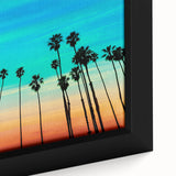 Framed canvas featuring a textured close-up of Santa Barbara scenery in black with vibrant color accents.