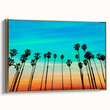 Framed canvas depicting a vintage-style Santa Barbara landscape in muted gold and black tones, ideal for bedroom wall art.