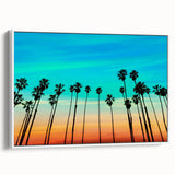 Vintage poster art of Santa Barbara with colorful palette on framed canvas, ideal for living room decor.