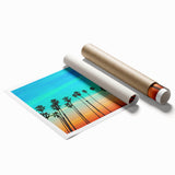 Extra large rolled print of Santa Barbara scenery with floral accents in soft pastel colors.