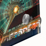 Large abstract wall art of Santa Monica in muted earth tones on acrylic glass, ideal for dining room ambiance.