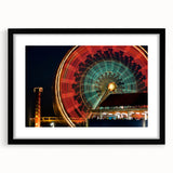 Abstract art print of colorful, textured scenery, in a black framed mat, ideal for extra large wall art in a living room.