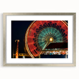 Textured abstract art print of Santa Monica scenery in muted blue and gray, framed in silver, ideal for bedroom wall decor.