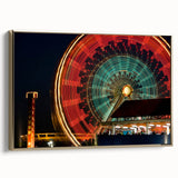 Framed canvas of a vintage Santa Monica landscape in muted gold and black, ideal for bedroom wall art.