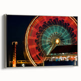 Framed canvas landscape art painting of Santa Monica with colorful vintage poster style, ideal for living room decor.