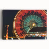 Black and white photograph of Santa Monica pier on stretched canvas, ideal for kitchen art.