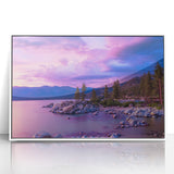 Acrylic print of Sierra Nevada scenery in muted earth tones, framed in white.