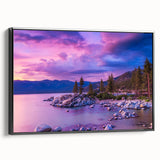 Black and white framed canvas of Sierra Nevada landscape, ideal for bedroom wall art.