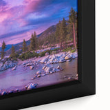 Extra large framed canvas featuring a textured depiction of the Sierra Nevada in muted black and colorful art.