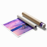 Sierra Nevada landscape with subtle floral elements in soft earth tones, rolled print, suited for classy bathroom wall art.