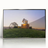Mid-century modernist art of Sonoma landscape, acrylic print in silver frame, ideal for nursery wall art.