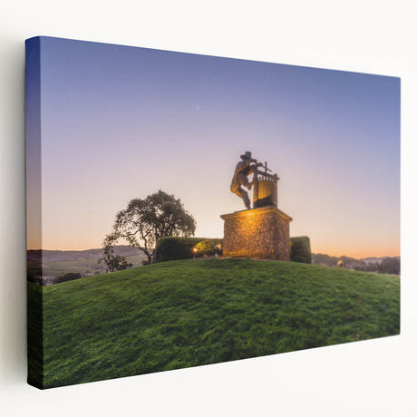Side view of a stretched canvas depicting the Sonoma, California landscape in muted earth tones.