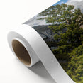 Art deco poster of Yosemite scenery in muted earth tones on rolled canvas, ideal for nursery wall art.