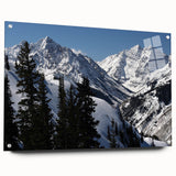 Acrylic print of a large abstract depiction of Aspen, Colorado, in vibrant autumn hues, ideal for dining room decor.