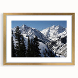Extra large abstract art print of Aspen scenery in textured gold frame, suited for living room decor.