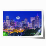 Rolled print of Denver scenery with soft pastel shades, ideal for art wall dining room decor.