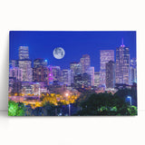 Black and white stretched canvas of Denver skyline, ideal for kitchen wall art or bedroom ambiance.