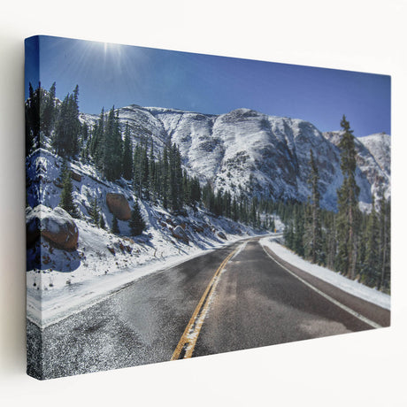 Large canvas print of Pikes Peak in Colorado, featuring muted earth tones, ideal for kitchen wall art.