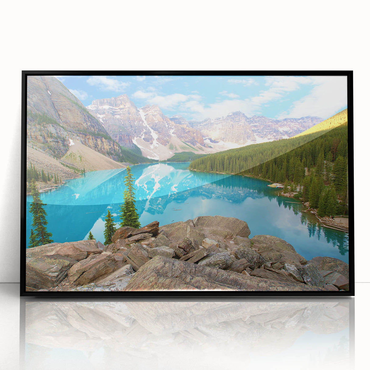 Large abstract wall art of Colorado Rocky Mountains in muted earth tones on a framed acrylic.