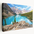 Large canvas print of the Rocky Mountains in earthy green and brown tones, ideal for kitchen wall art.
