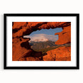 Extra large abstract art print of Colorado Springs in vibrant colors on a textured canvas, framed in black.