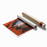 Rolled print of Colorado Springs scenery featuring muted green and brown floral elements, ideal for classy bathroom wall art.