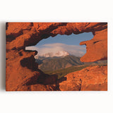 Black and white photograph of Colorado Springs on stretched canvas, ideal for kitchen wall art.