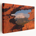 Scenic view of Colorado Springs on a stretched canvas, featuring earthy green and blue tones, ideal for kitchen wall art.