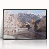 Large abstract wall art depicting Telluride, Colorado, in muted earth tones on framed acrylic.