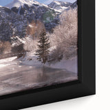 Extra large black wall art featuring a textured scene of Telluride, Colorado, in vibrant colors on framed canvas.