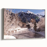 Framed canvas landscape art painting featuring a colorful Telluride, Colorado scenery, ideal for enhancing living room decor.
