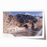 Rolled print of Telluride, Colorado landscape in muted earth tones, ideal for art wall dining room placement.