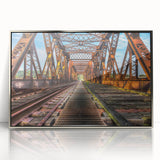 Mid-century modernist art depicting Connecticut scenery in muted earth tones on a framed acrylic panel.