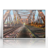 Art Deco style poster of Connecticut scenery in muted colors on framed acrylic, ideal for modern nursery wall decor.