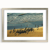 Textured art print of an abstract Daytona scenery in muted blue and gray tones, framed with a silver mat.