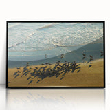 Large abstract wall art depicting a Daytona scenery in muted gray and blue tones on a framed acrylic.