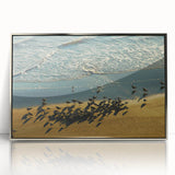 Mid-century modernist art depicting Daytona scenery in muted pastel colors on a framed acrylic print.