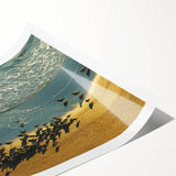 Extra large wall art featuring line art flowers in muted tones on a rolled print, suitable for large living room decor.