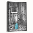 Black and white framed canvas of Delaware landscape, featuring vintage poster art style, suitable for bedroom decor.