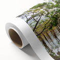 Art Deco style poster of the USA Everglades in muted green and blue tones on rolled canvas, ideal for nursery wall art.