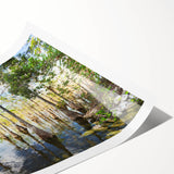 Extra large rolled print featuring line art flowers in muted green and blue tones, ideal for large living room wall art.