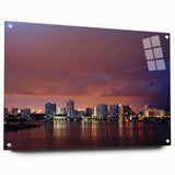 Acrylic print of Fort Lauderdale scenery in muted blue and green tones, suitable for bedroom or dining room decor.