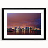 Extra large abstract art print of Fort Lauderdale in vibrant colors on a textured canvas, ideal for living room decor.