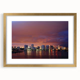 Extra large abstract art print of Fort Lauderdale with textured design in gold frame, ideal for living room decor.