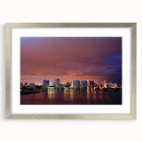 Textured abstract art print of Fort Lauderdale scenery in muted blue and gray tones on a framed canvas.
