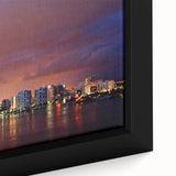 Extra large framed canvas featuring a textured depiction of Fort Lauderdale scenery in black with colorful accents.