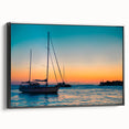 Black and white framed canvas of the Florida Keys landscape, ideal for bedroom wall art in vintage poster style.