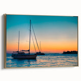 Framed canvas depicting a vintage-style Florida Keys landscape in muted gold and black tones, ideal for bedroom wall art.